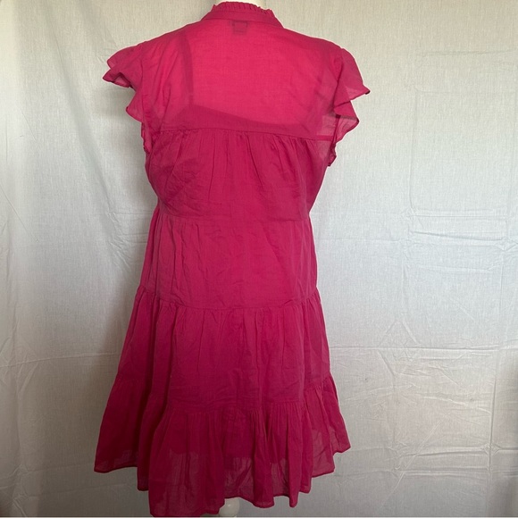 Tiered Ruffle Sleeve Dress Pink V Neck Casual Summer Sun Dress Sundance - Picture 4 of 6
